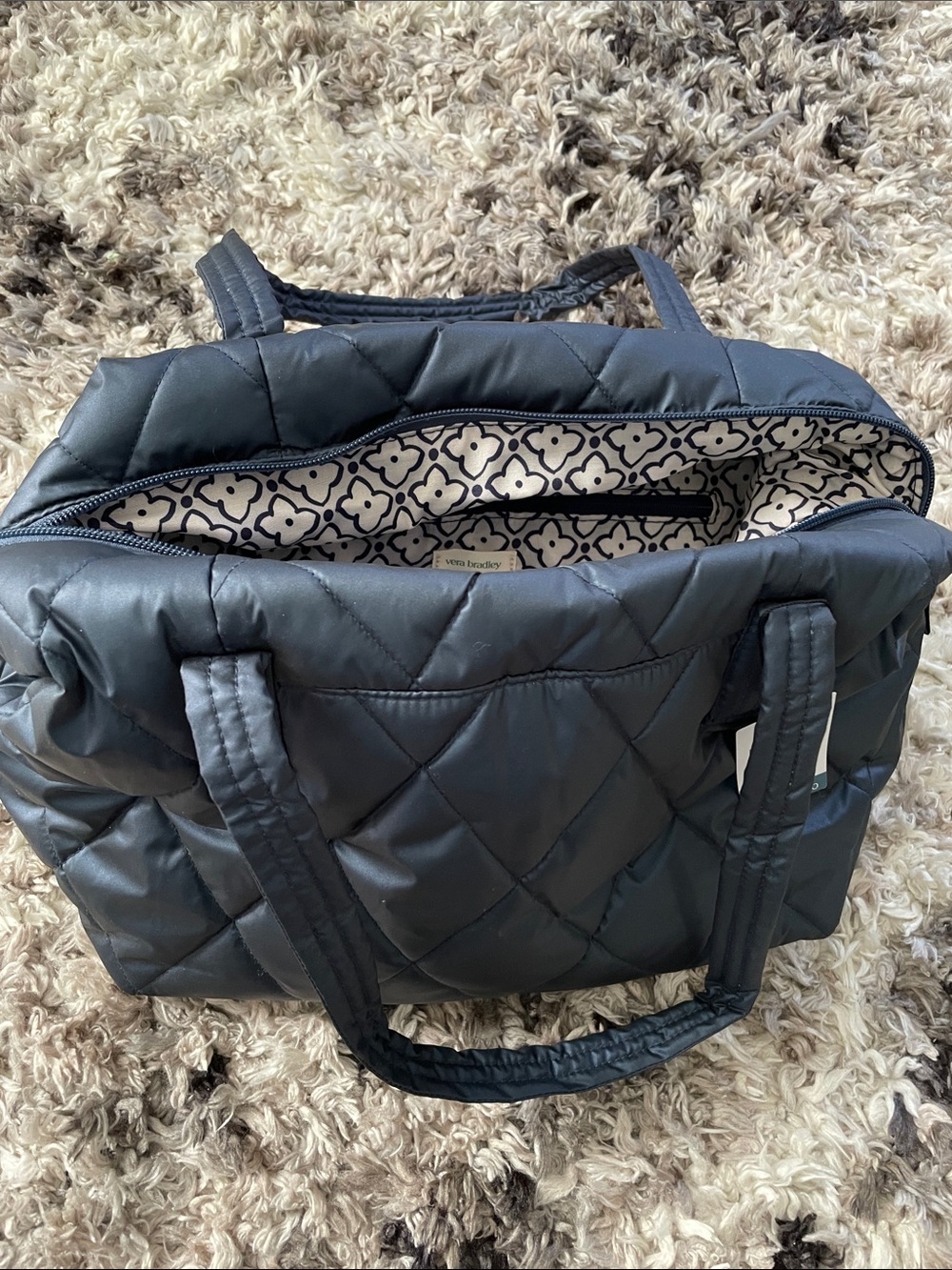Vera Bradley Quilted Slouchy Satchel Bag in Peacoat